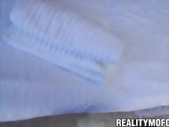 Massage babe August Ames with big tits fucked by rich guy